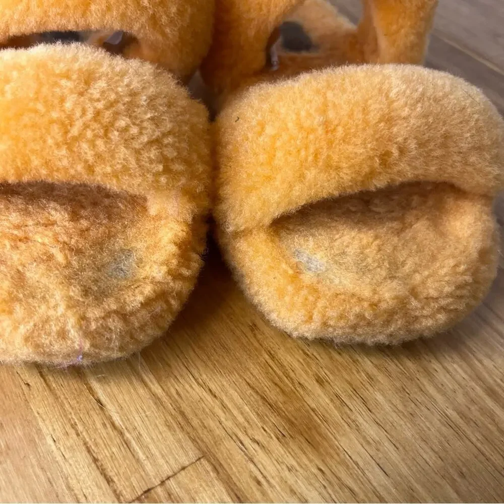 Ugg Oh Yeah Orange Double Strap Fuzzy Slippers Size 13 Youth